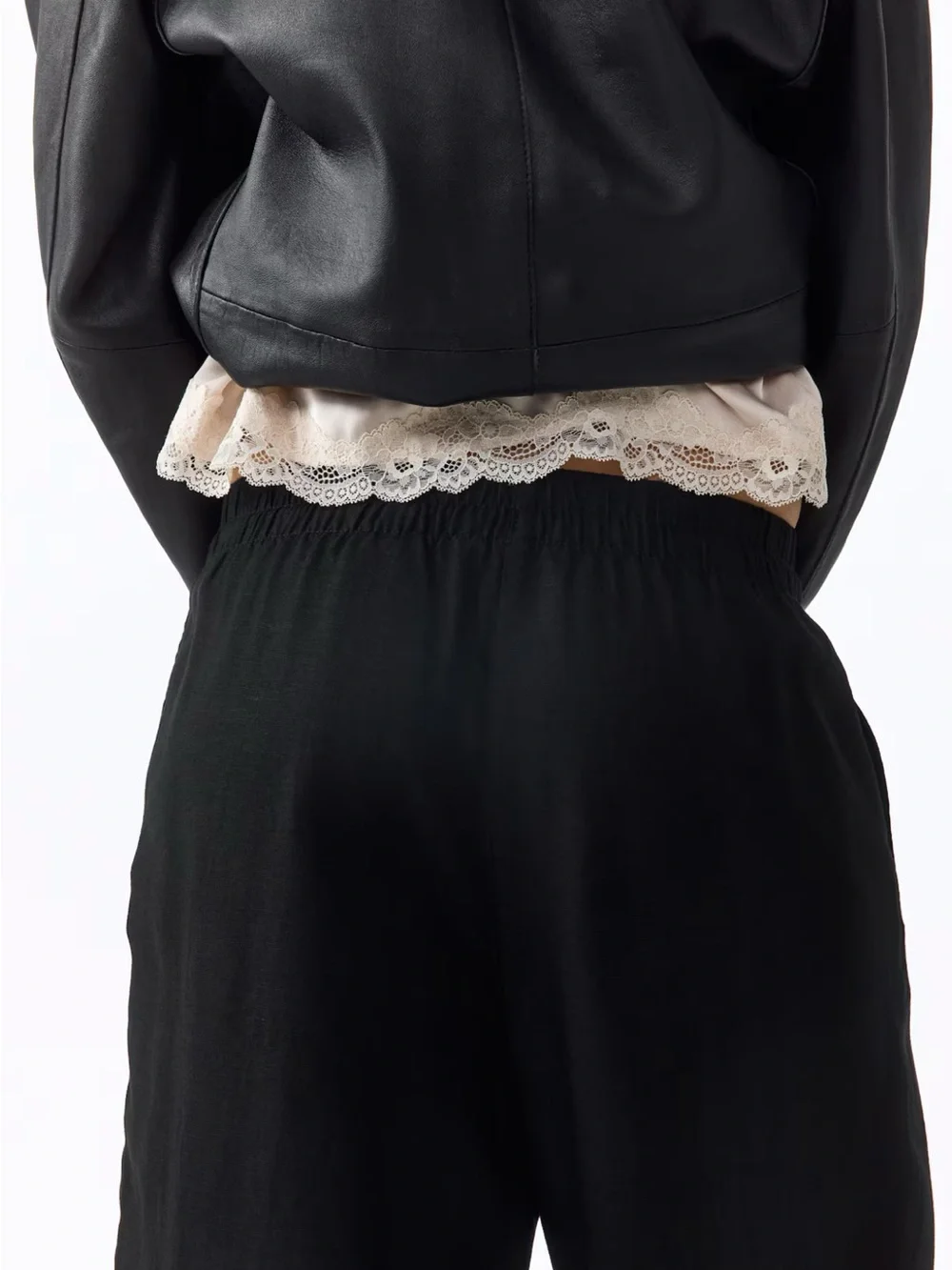 H&M Women’s Black Wide-Leg Linen Blend Pants sz XL